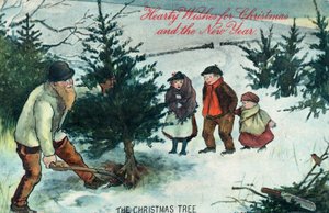 Déracinement du sapin de Noël, Carte de Noël - English School