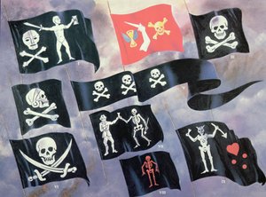 Divers drapeaux utilisés par des pirates célèbres