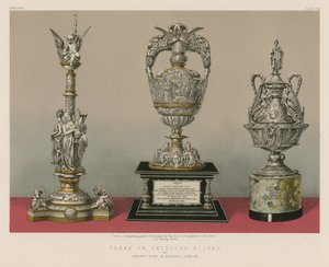 Vases en argent oxydé de MM. Hunt et Roskell, Londres (chromolitho) - English School