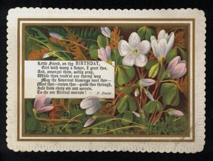 Vers de F Davis et fleurs, carte de vœux d