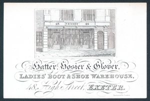 Veysey, chapelier, bonnetier et gantier, carte de visite