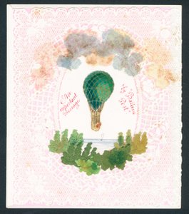 Carte de vœux victorienne - un message important par poste ballon