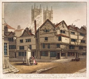 Vue de Broken Cross, à la fin de Thieving Lane, Westminster, Londres - English School