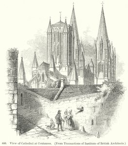 Vue de la cathédrale de Coutances (gravure) - English School