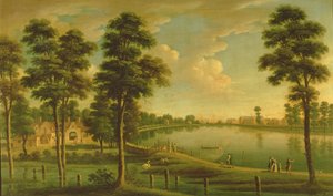 Vue du réservoir de Chelsea et des usines à eau, avec l