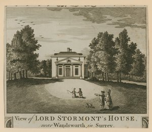 Vue de la maison de Lord Stormont près de Wandsworth dans le Surrey