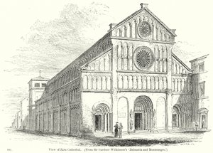 Vue de la cathédrale de Zara (gravure) - English School