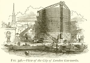 Vue des usines à gaz de la ville de Londres