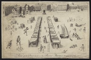 Vue de la foire tenue sur la Tamise, 1683-1684