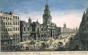 Vue de la Bourse Royale, Londres (gravé par Pierre Moithey) - English School