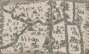Vue de la foire sur la glace tenue sur la Tamise - English School
