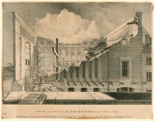 Vue des ruines du Théâtre de New Brunswick, Wellclose Square, Londres - English School