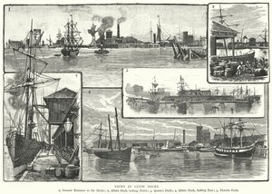Vues sur les docks de Leith (gravure)