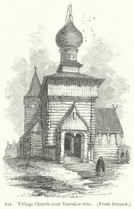 Église de village près de Tzarskoe Selo (gravure)