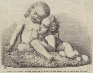 "Violet et Henry," Groupe en marbre par A Munro, à l
