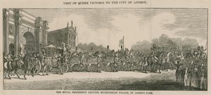 Visite de la reine Victoria à la City de Londres, quittant Buckingham Palace - English School