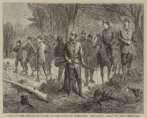 Visite du prince de Galles au duc de Hamilton, la fête royale dans les réserves (gravure) - English School
