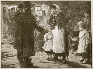 Visite du percepteur de la dîme, Irlande, 1832 (illustration de Cassells Illustrated History of England) - English School