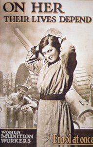 Affiche de la Première Guerre mondiale encourageant les femmes ouvrières en munitions, c.1914-18 - English School