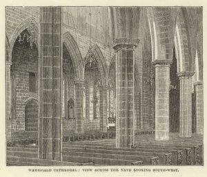 Cathédrale de Wakefield, vue à travers la nef vers le sud-ouest - English School