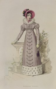 Robe de marche, planche de mode de Ackermanns Repository of Arts