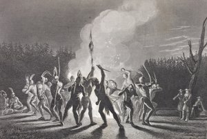 Washington et Fairfax à une danse de guerre indienne, 1748, de 