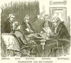 Washington et son cabinet. Jefferson. Knox. Randolph. Hamilton. Washington