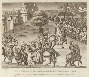 Wat Tyler, pour son insolence, est tué par Walworth et le roi Richard prend la tête des rebelles