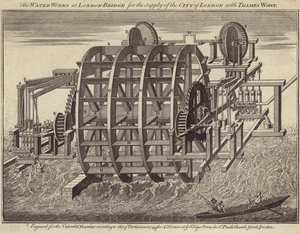 Travaux hydrauliques au pont de Londres (gravure)