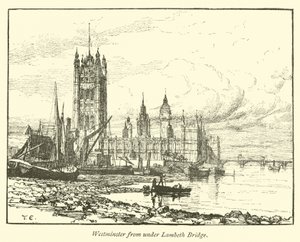 Westminster depuis sous le pont de Lambeth - English School