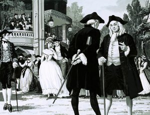 William Hogarth se promène dans les jardins de Vauxhall - English School