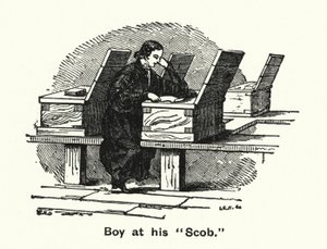 Collège de Winchester : Garçon à son "Scob" - English School