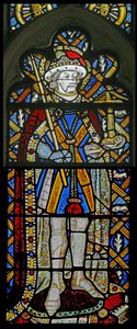 Fenêtre Ew représentant Saint Alban - avec des bijoux en verre incrusté