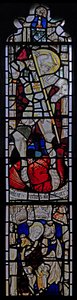 Fenêtre Ew représentant Saint Georges ; Sainte Marie Cléophas, Alphaeus et leurs enfants