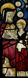 Chapelle sud, fenêtre S6 représentant Sainte Anne enseignant la Vierge à lire