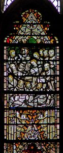 Fenêtre c7 représentant les funérailles de la Vierge Marie - English School