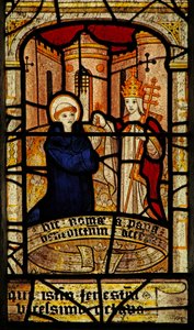 Fenêtre n5 représentant Saint Neot béni par le pape