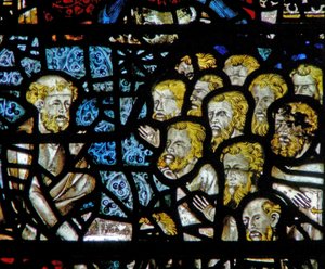 Fenêtre w3 représentant le Christ lavant les pieds de ses disciples - English School