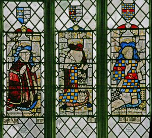 Fenêtre w5 représentant Sir Ralph Joscelin, Elizabeth Joselin Clifford, Sir Robert Clifford - English School