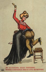 Femme battant son mari avec une chaussure