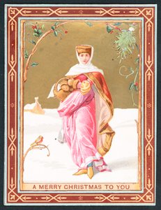 Femme portant un panier dans la neige - English School