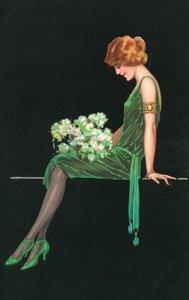 Femme en robe verte