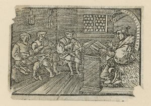 Gravure sur bois représentant un enseignant