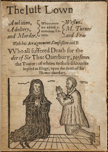 Gravure sur bois sur le sujet du meurtre de Sir Thomas Overbury - English School
