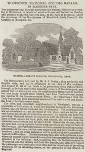Bazar des écoles nationales de Woodstock, dans le parc de Blenheim (gravure) - English School