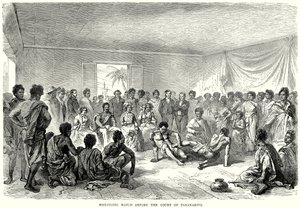 Match de lutte devant le tribunal de Tananarive (gravure) - English School