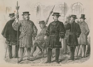 Yeomen de la Garde dans leurs anciens et nouveaux costumes - English School