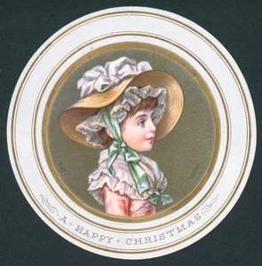 Jeune fille portant un bonnet, carte de Noël - English School