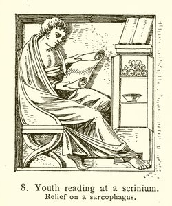 Jeune lisant à un scrinium - English School