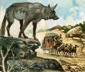 les loups affamés étaient parmi les dangers qui guettaient les voyageurs en diligence
